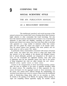 Chapter 9: Codifying the Social Scientific Style: The APA Publication