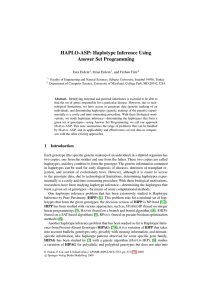 HAPLO-ASP: Haplotype Inference Using Answer Set Programming