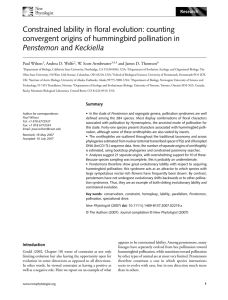 Wilson et al. constrained lability in Penstemon and