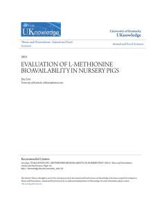 evaluation of l-methionine bioavailability in nursery pigs
