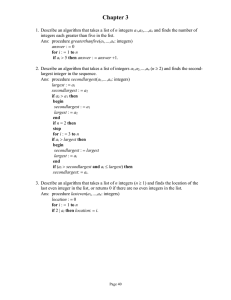 1. Describe an algorithm that takes a list of n integers a1  a2  …  an