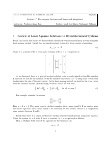 1 Review of Least Squares Solutions to Overdetermined Systems