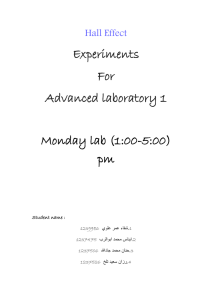 Experiments For Advanced laboratory 1 Monday lab (1:00-5