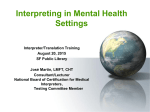 Interpreting in Mental Health Settings