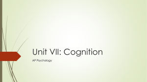 Unit VII: Cognition - Rapid City Area Schools