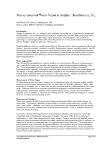 Measurement of Water Vapor in Sulphur Hexafluoride