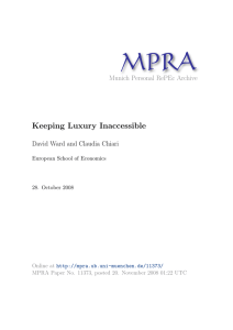Keeping Luxury Inaccessible - Munich Personal RePEc Archive