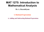 MAT 1275: Introduction to Mathematical Analysis Dr