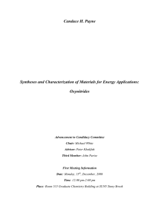 Syntheses and Characterization of Materials for Energy Applications