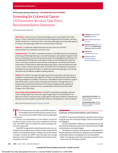 Screening for Colorectal Cancer: US Preventive Services Task