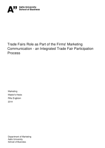 Trade Fairs Role as Part of the Firms` Marketing Communication