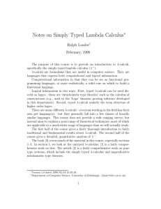 Notes on Simply Typed Lambda Calculus