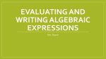 Evaluating and Writing Algebraic Expressions