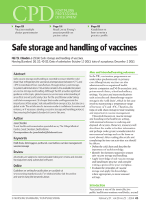 Safe storage and handling of vaccines