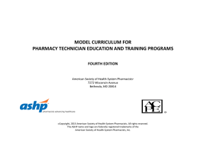 Model Curriculum For Pharmacy Technician Education and Training