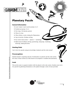 Planetary Puzzle - Espace pour la vie