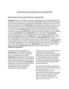 Switching from propranolol to metoprolol