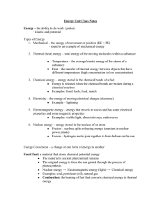 Energy Unit Class Notes