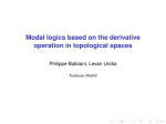 Modal logics based on the derivative operation in topological spaces