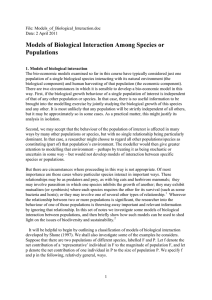 Models of Biological Interaction Among Species or Populations