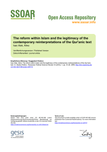 www.ssoar.info The reform within Islam and the legitimacy of the