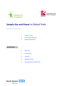 Sample Size and Power in Clinical Trials