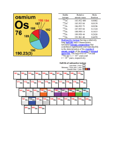 Stable isotope Relative atomic mass Mole fraction Os 183.952 489