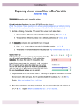 Exploring Linear Inequalities in One Variable Answer Key