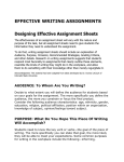 EFFECTIVE WRITING ASSIGNMENTS Designing Effective
