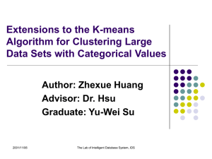 an alternative extension of the k means K-means clustering overview overview k-means clustering generates a specific number of disjoint, flat (non-hierarchical) clusters it is. an alternative extension of the k means K-means clustering overview overview k-means clustering generates a specific number of disjoint, flat (non-hierarchical) clusters it is.