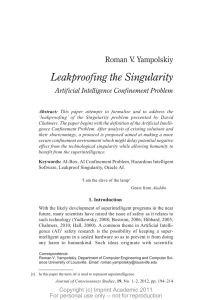 Leakproofing the Singularity - Computer Engineering and Computer