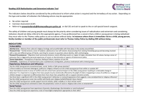 Reading LSCB Radicalisation and Extremism Indicator Tool (54KB