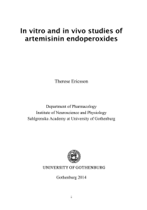 In vitro and in vivo studies of artemisinin endoperoxides