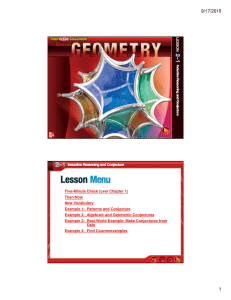 Geometry 2-1 Inductive Reasoning and Conjecture 9-15