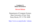 Lecture 2: Data Structures Steven Skiena Department of Computer