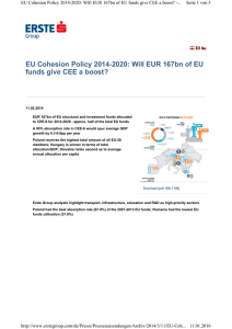 EU Cohesion Policy 2014-2020: Will EUR 167bn of EU funds give