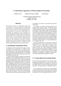 A Vision Based Approach to Wireless Optical Networking Abstract 1