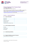 Research Equipment Grant Progress Report