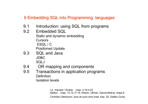 9 Embedding SQL into Programming languages 9.1 Introduction