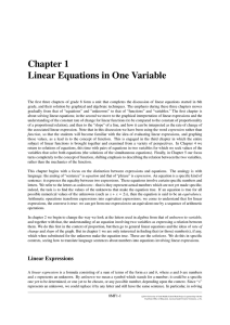 Chapter 1 Linear Equations in One Variable