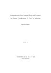 Independence of the Sample Mean and Variance for Normal