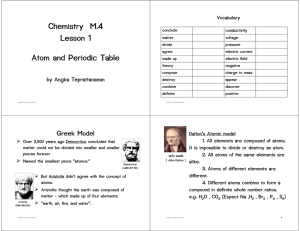 Chemistry M.4 Lesson 1 Atom and Periodic Table
