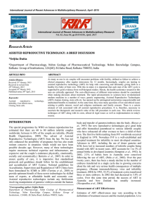 Research Article ASSISTED REPRODUCTIVE TECHNOLOGY: A