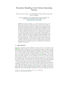 Exception Handling in the Choices Operating System