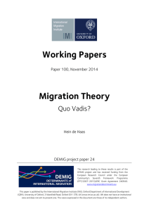 Working Papers Migration Theory