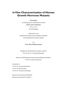 In Vitro Characterization of Human Growth Hormone