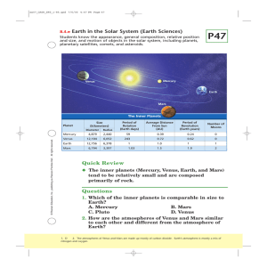 Quick Review Questions 8.4.e Earth in the Solar System (Earth
