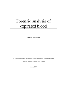 Forensic analysis of expirated blood