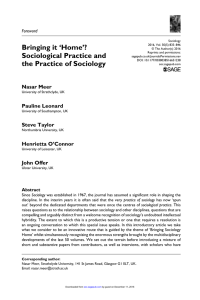 Bringing it `Home`? Sociological Practice and the Practice of Sociology