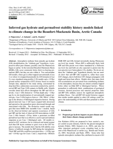 Inferred gas hydrate and permafrost stability history models linked to